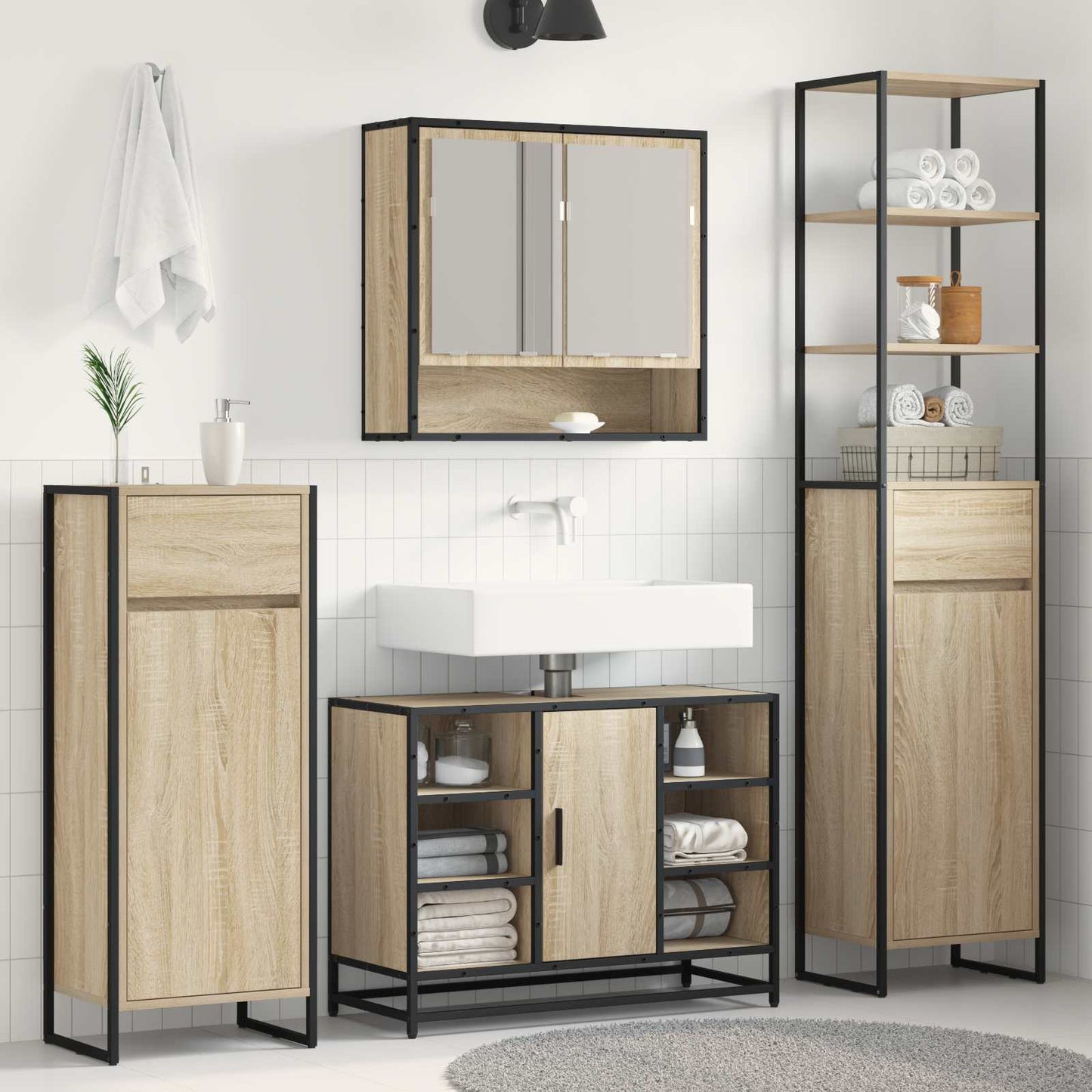 Bathroom Cabinet Sonoma 40 x 30 x 180 cm Engineered Wood