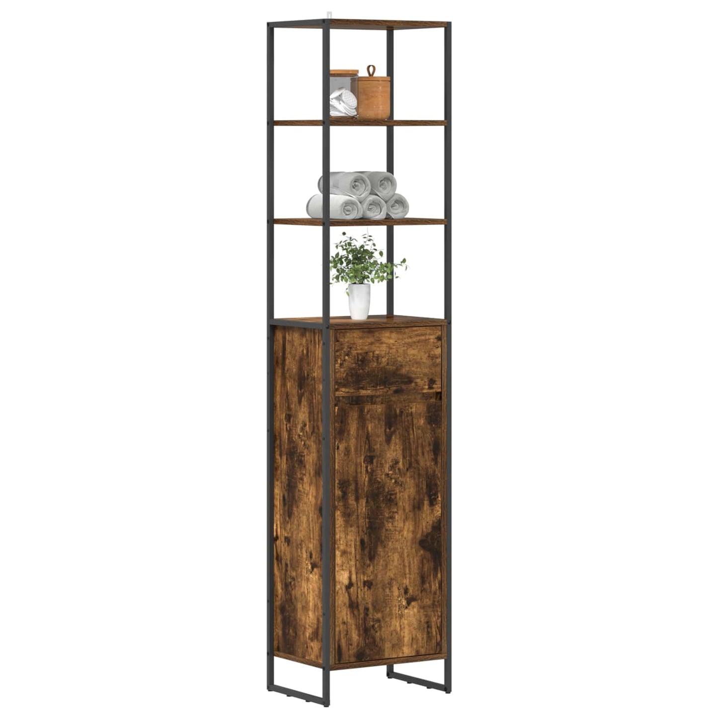 Bathroom Cabinet Smoke Oak 40 x 30 x 180 cm Engineered Wood