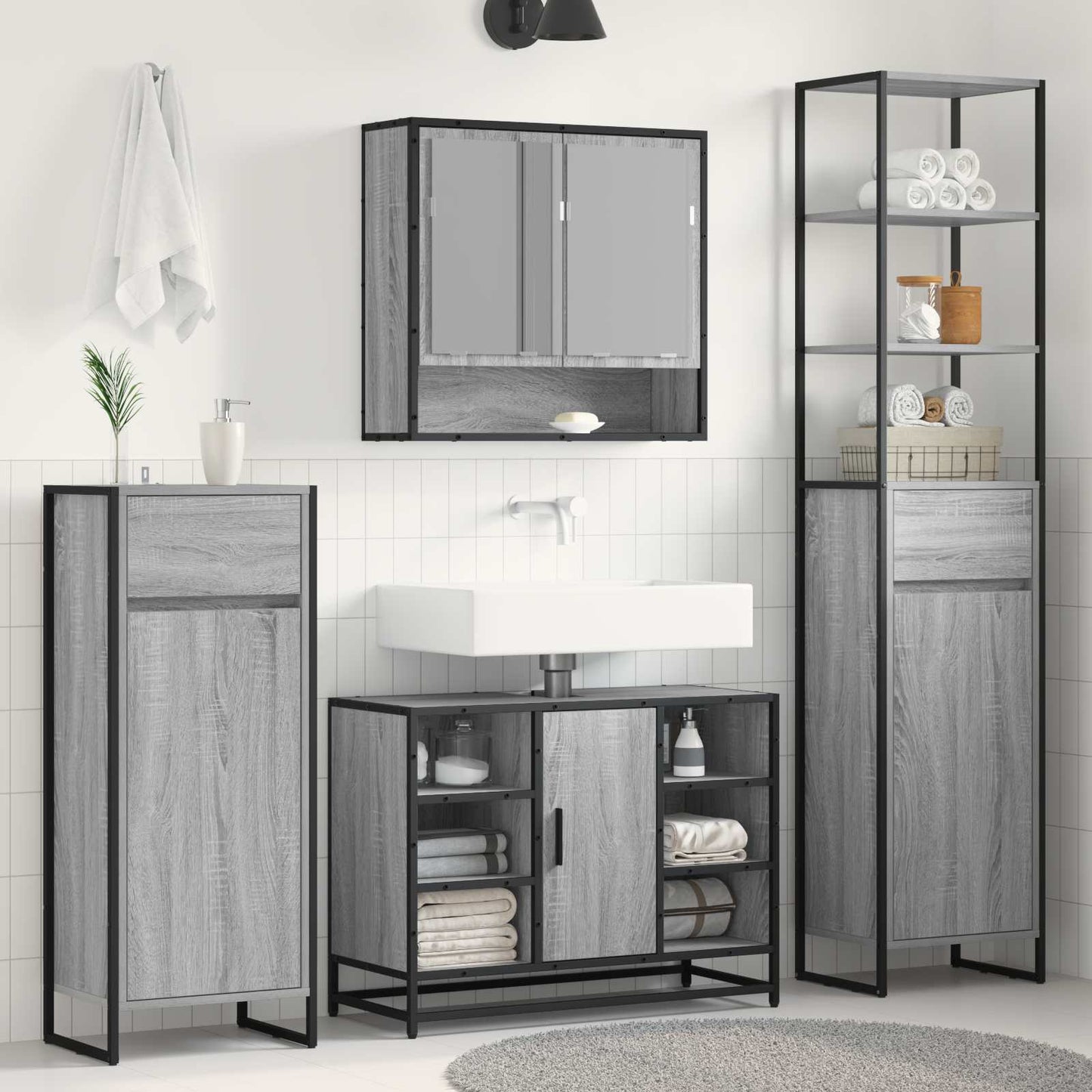 Bathroom Cabinet Grey Sonoma 40 x 30 x 100 cm Engineered Wood
