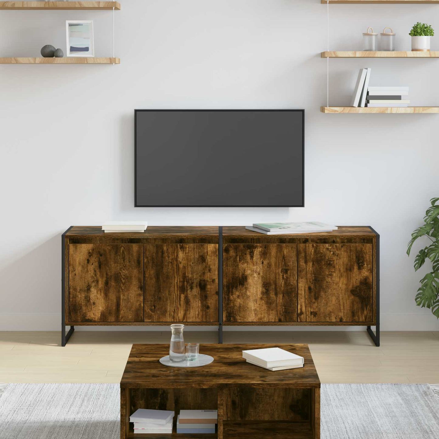 TV Cabinet 140 x 36 x 49.5 cm Smoke Oak Engineered Wood