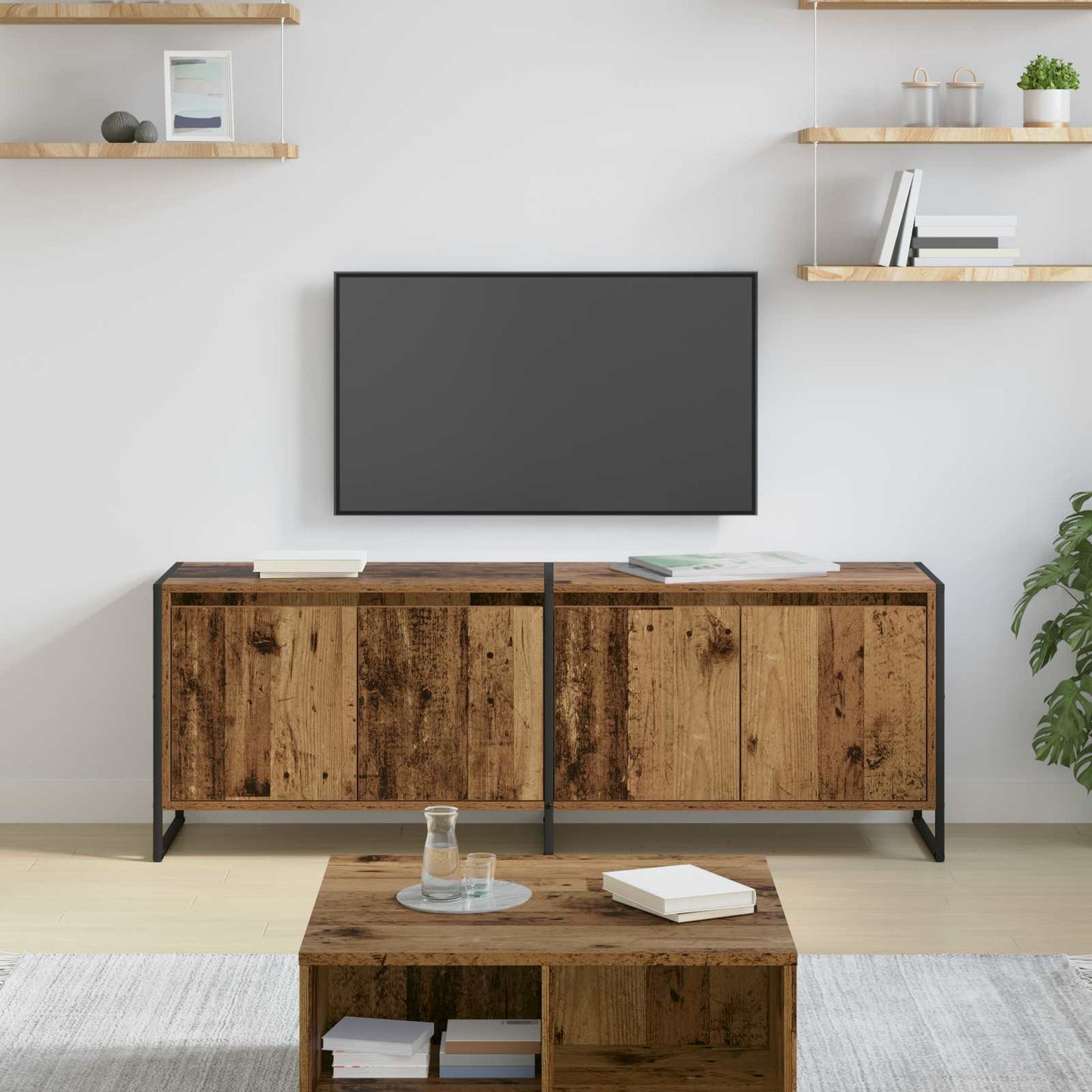 TV Cabinet Old Wood 140 x 36 x 49.5 cm Engineered Wood