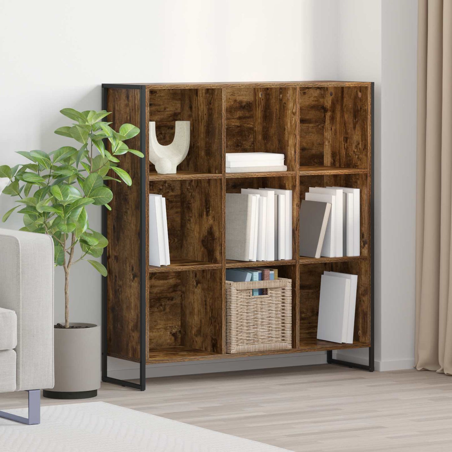 Book Cabinet Smoke Oak 99.5 x 30 x 108.5 cm Engineered Wood