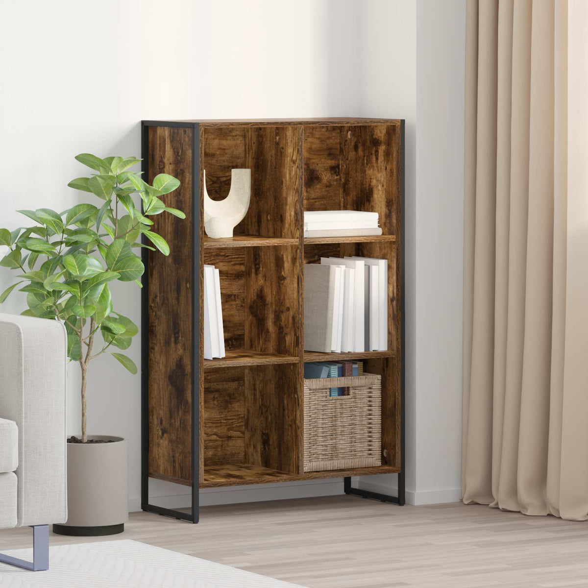 Book Cabinet Smoked Oak 68 x 30 x 108 cm Engineered Wood