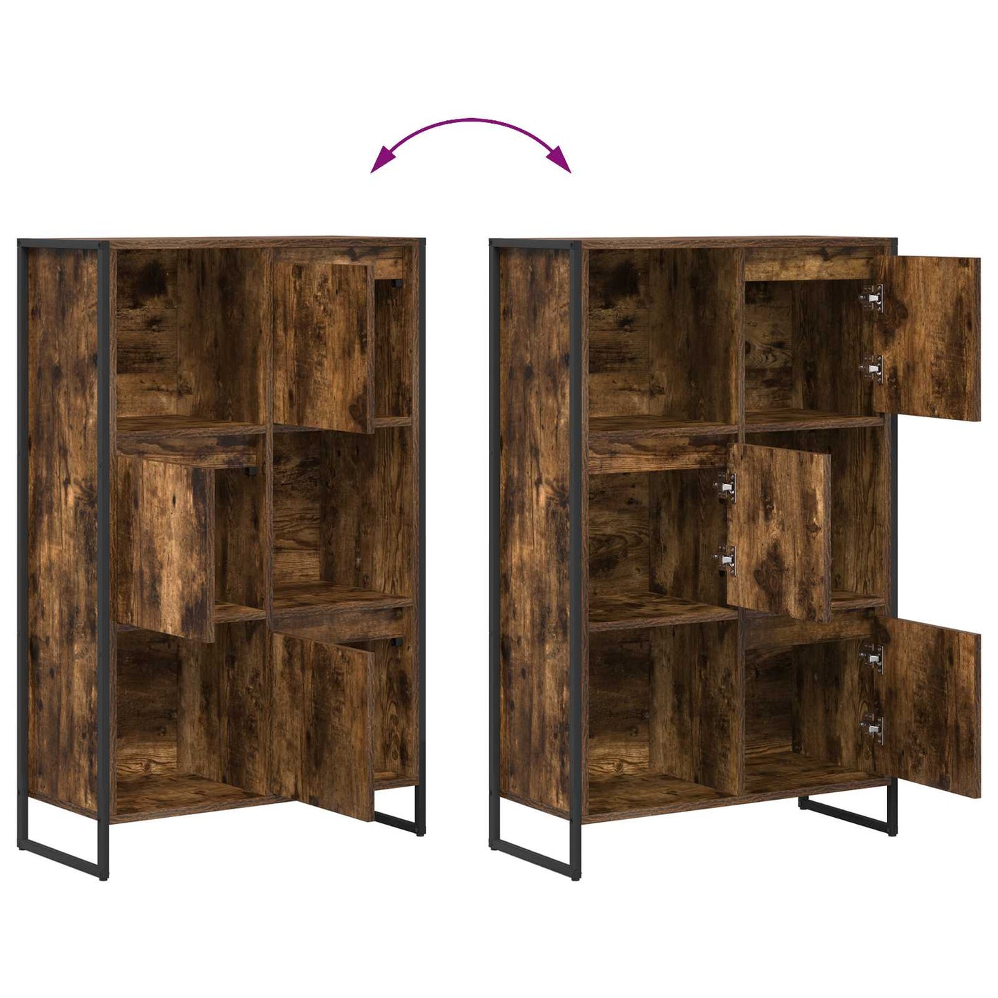Book Cabinet Smoke Oak 68 x 30 x 108.5 cm Engineered Wood
