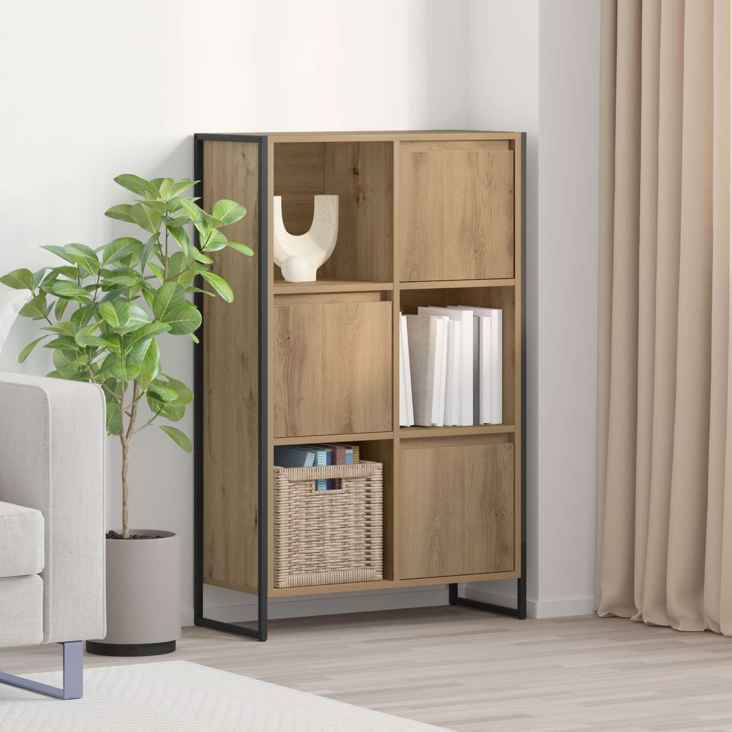 Book Cabinet Artisian Oak 68 x 30 x 108.5 cm Engineered Wood
