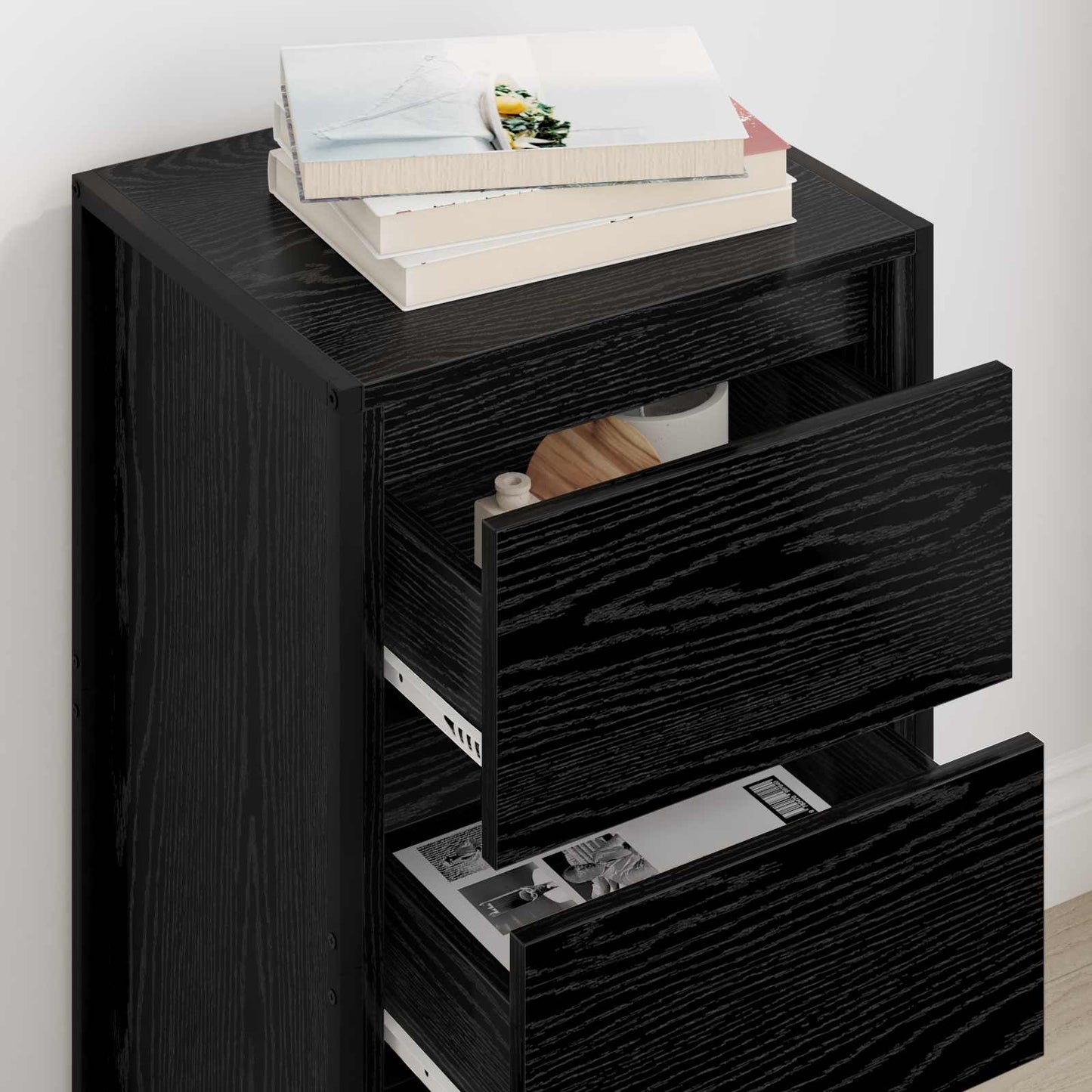 Sideboard Black Oak 42 x 36 x 75.5 cm Engineered Wood