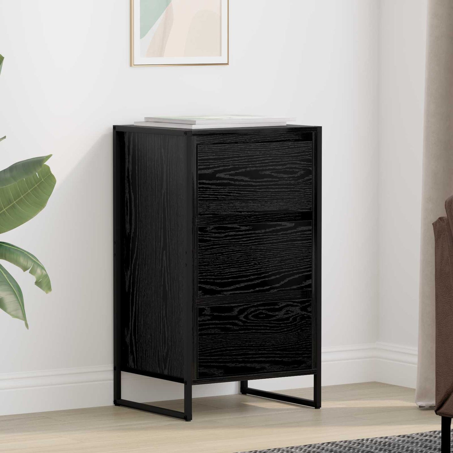 Sideboard Black Oak 42 x 36 x 75.5 cm Engineered Wood