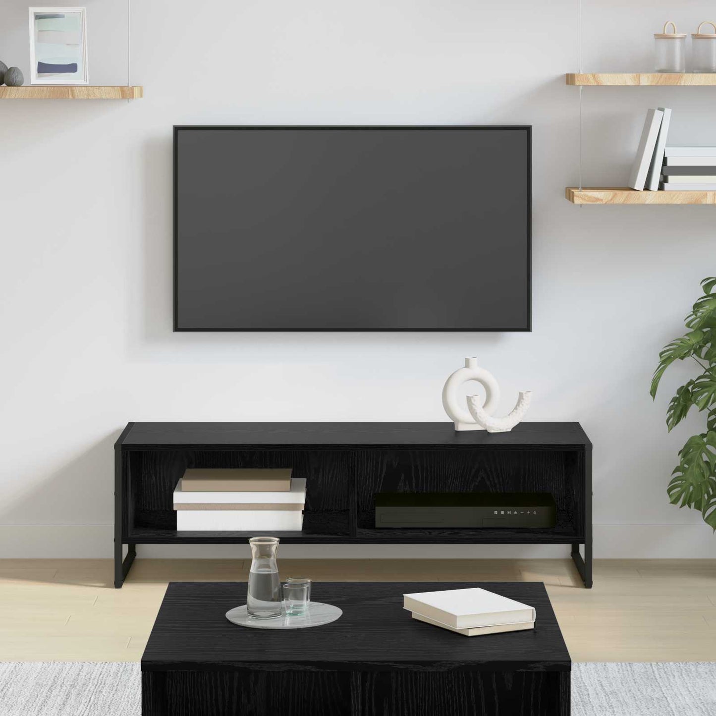 TV Cabinet 100 x 36.5 x 30.5 cm Black Oak Engineered Wood