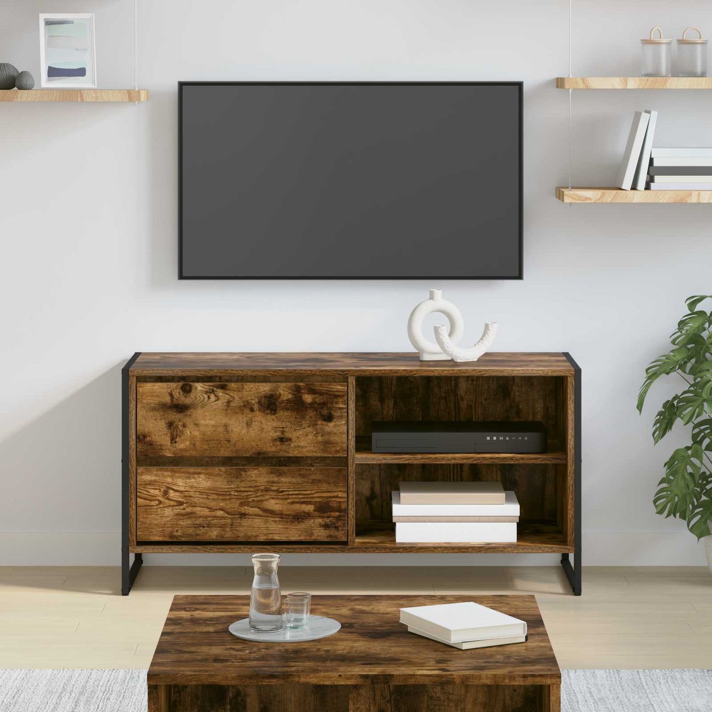 TV Cabinet Smoke Oak 100 x 36 x 49.5 cm Engineered Wood