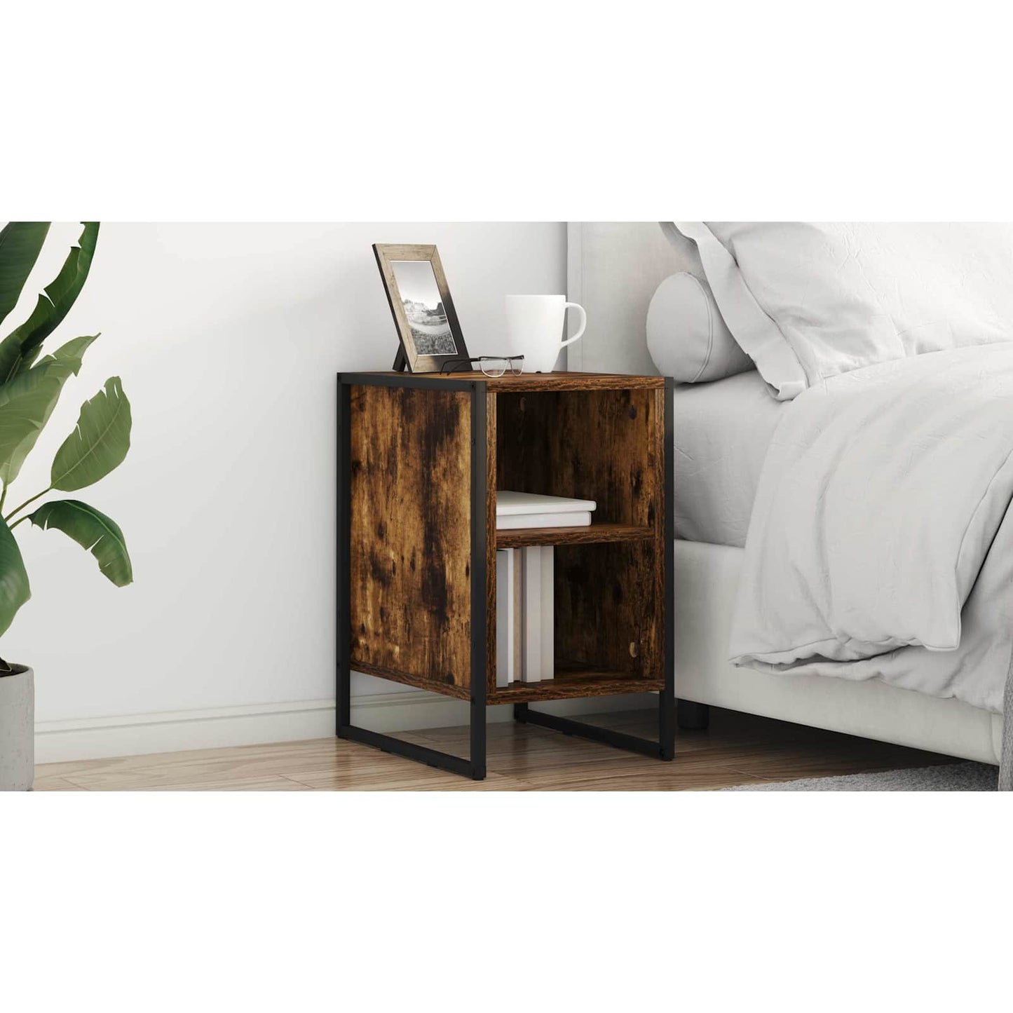 Bedside Table Smoke Oak 39.5 x 30 x 50 cm Engineered Wood
