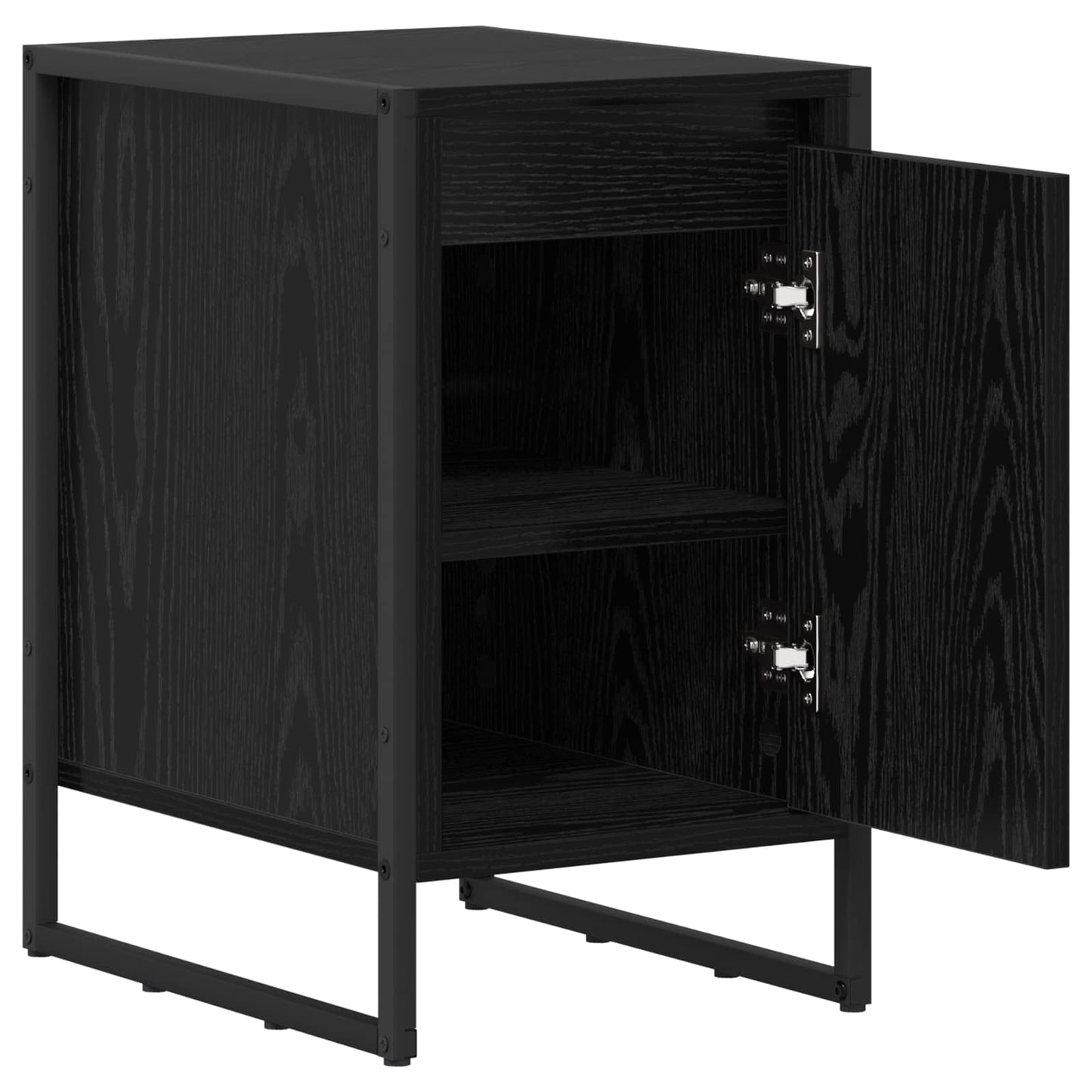 Bedside Table Black Oak 39.5 x 30 x 50 cm Engineered Wood