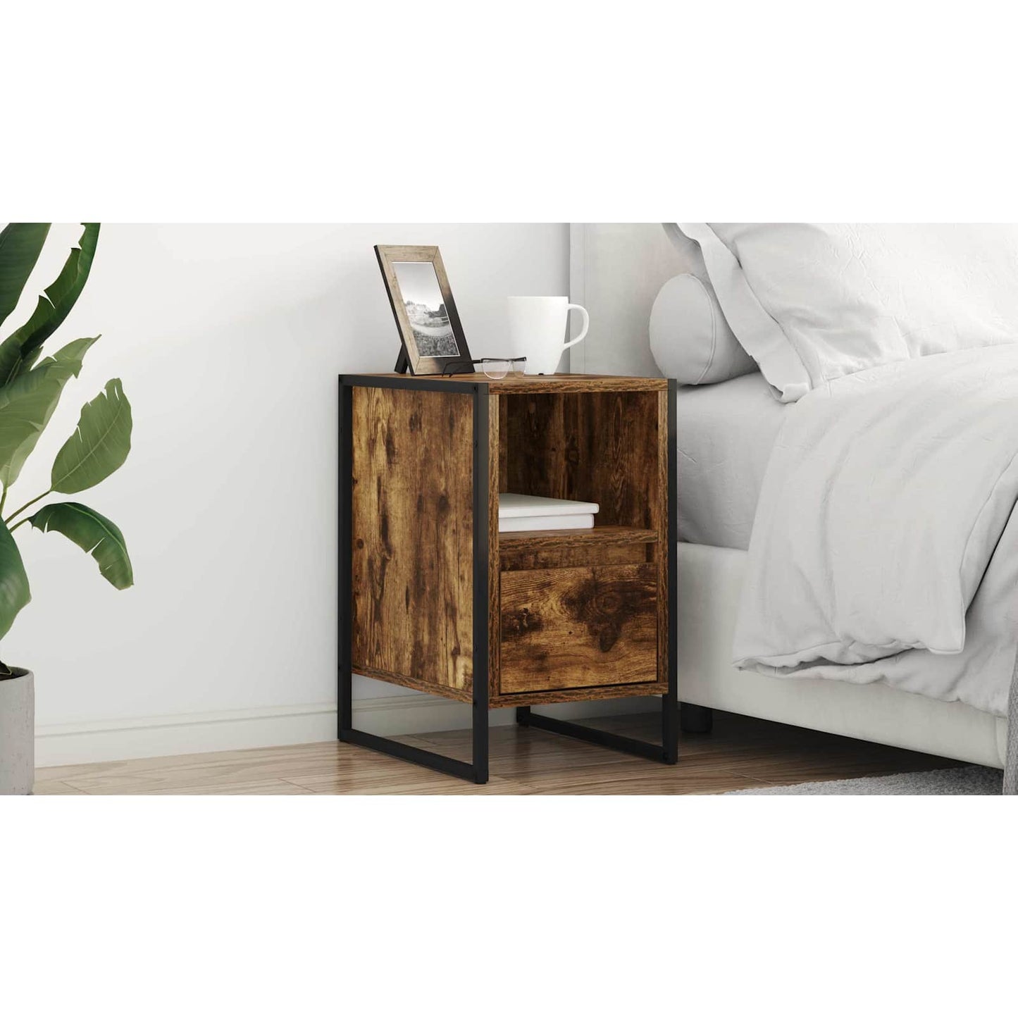 Bedside Table Smoke Oak 39.5 x 30 x 50 cm Engineered Wood