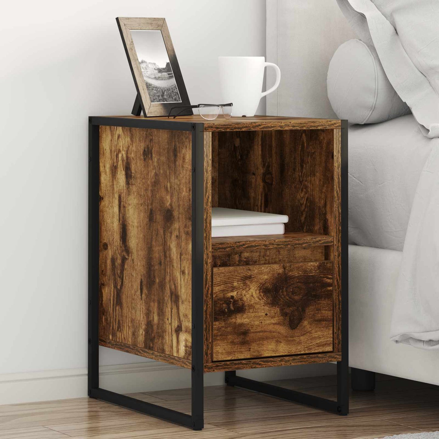 Bedside Table Smoke Oak 39.5 x 30 x 50 cm Engineered Wood