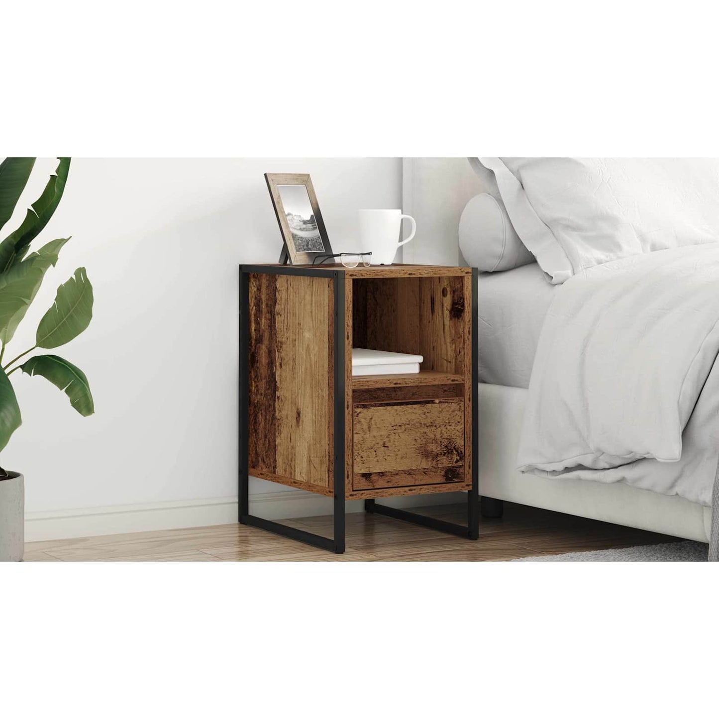 Bedside Table Old Wood 39.5 x 30 x 50 cm Engineered Wood