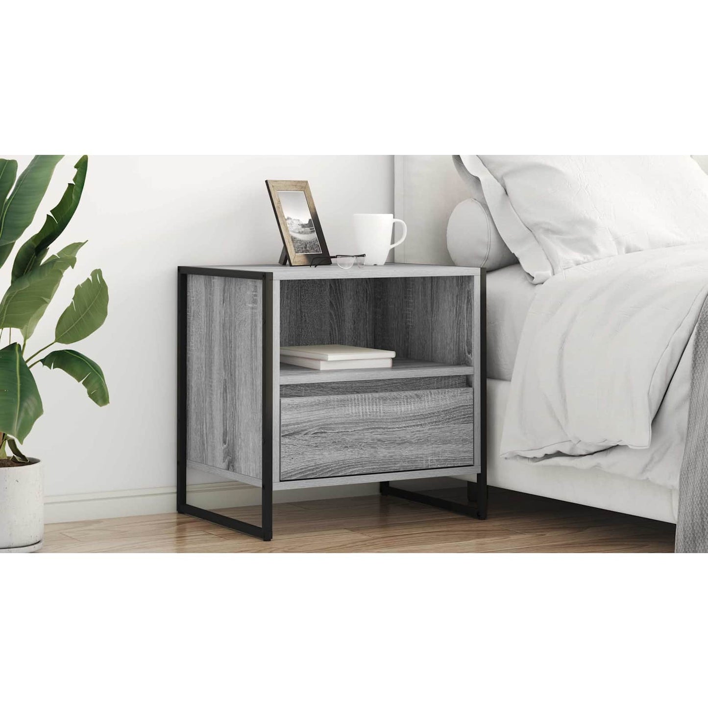 Bedside Table with Drawer 2 pcs Grey Sonoma 50 x 39.5 x 50 cm