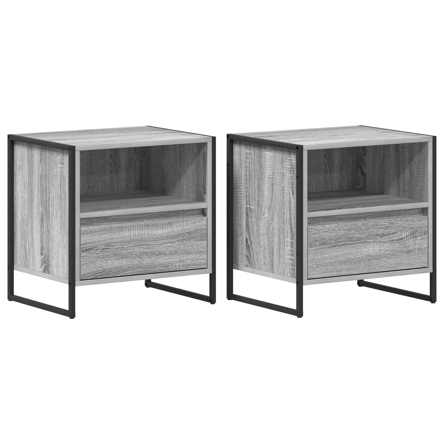 Bedside Table with Drawer 2 pcs Grey Sonoma 50 x 39.5 x 50 cm
