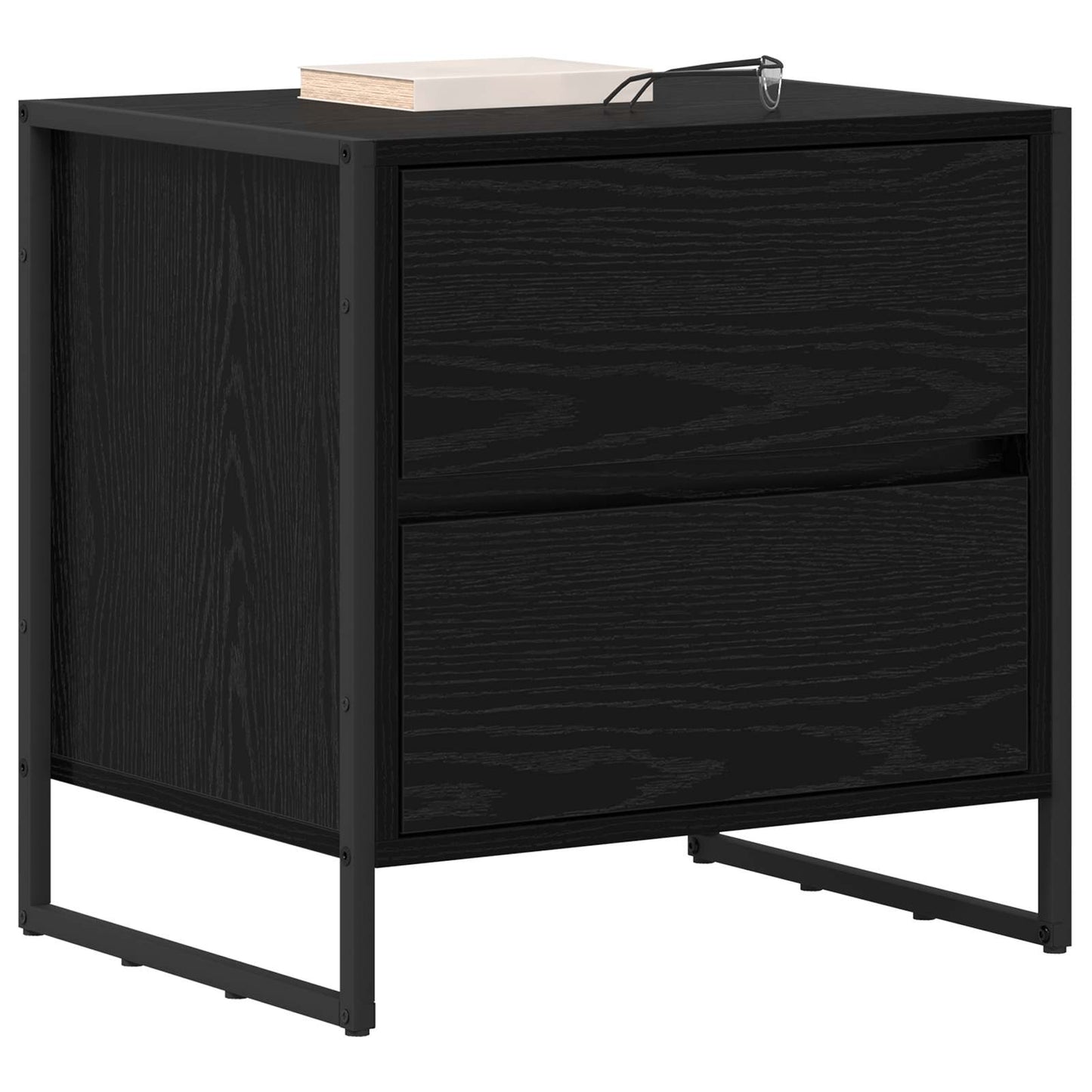 Bedside Table Black Oak 50 x 39.5 x 50 cm Engineered Wood