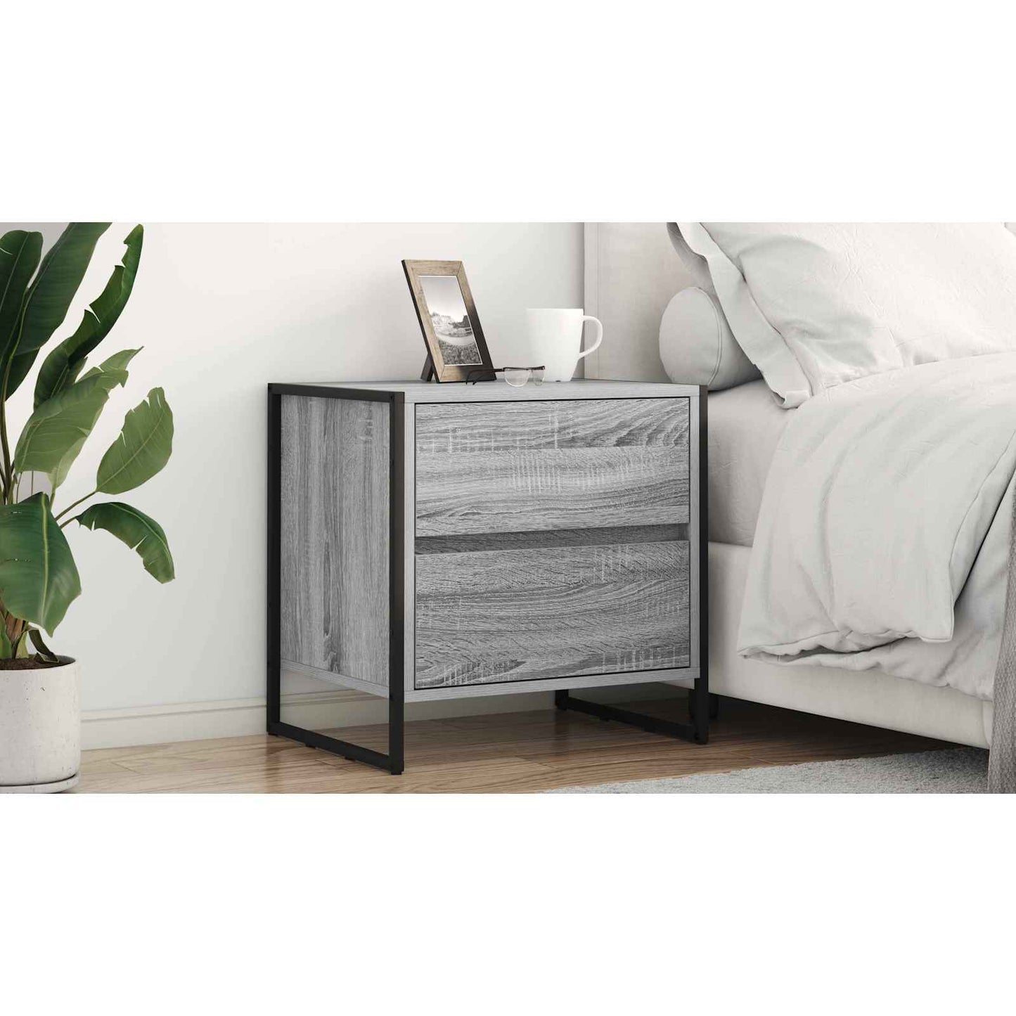 Bedside Table with Drawer 2 pcs Grey Sonoma 50 x 39.5 x 50 cm