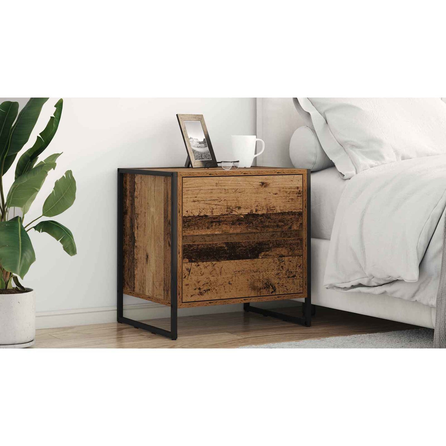 Bedside Table 2 pcs Old Wood 50 x 39.5 x 50 cm Engineered Wood