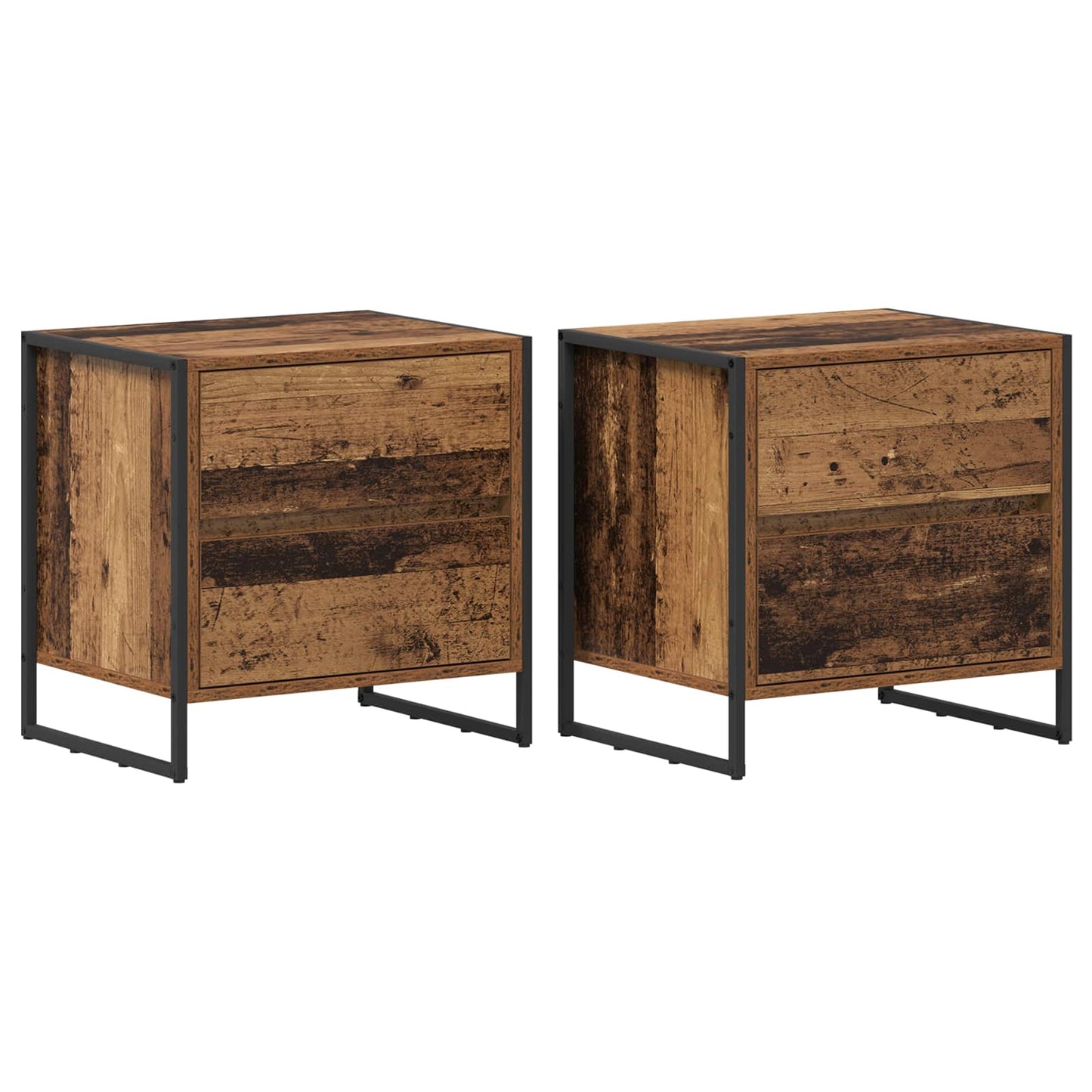 Bedside Table 2 pcs Old Wood 50 x 39.5 x 50 cm Engineered Wood