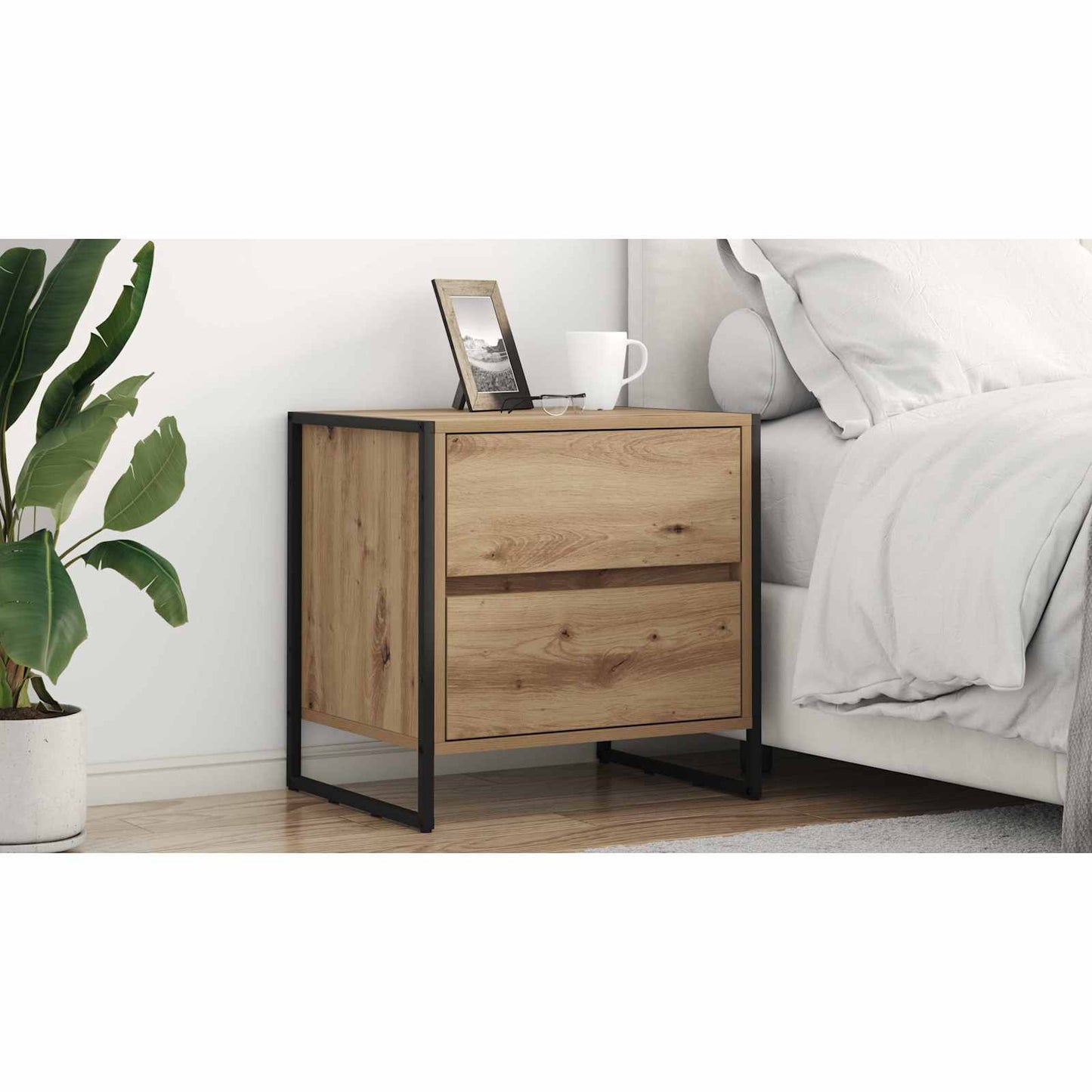 Bedside Table Artisian Oak 50 x 39.5 x 50 cm Engineered Wood