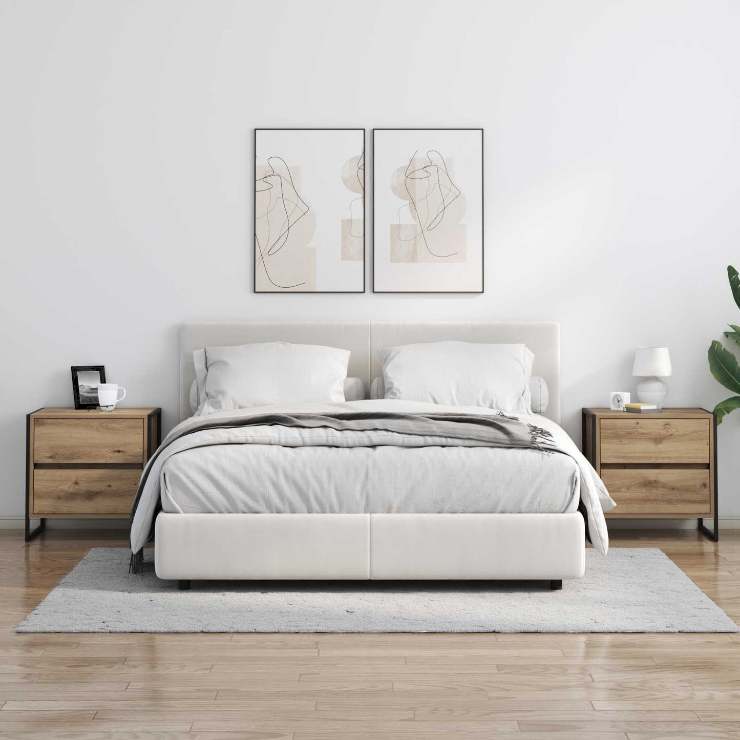 Bedside Table with Drawer 2 pcs Artisian Oak 50 x 39.5 x 50 cm