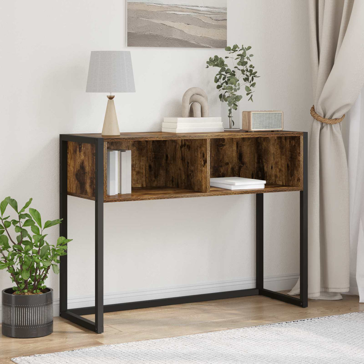 End Table Smoked Oak 100 x 36 x 75 cm Engineered Wood