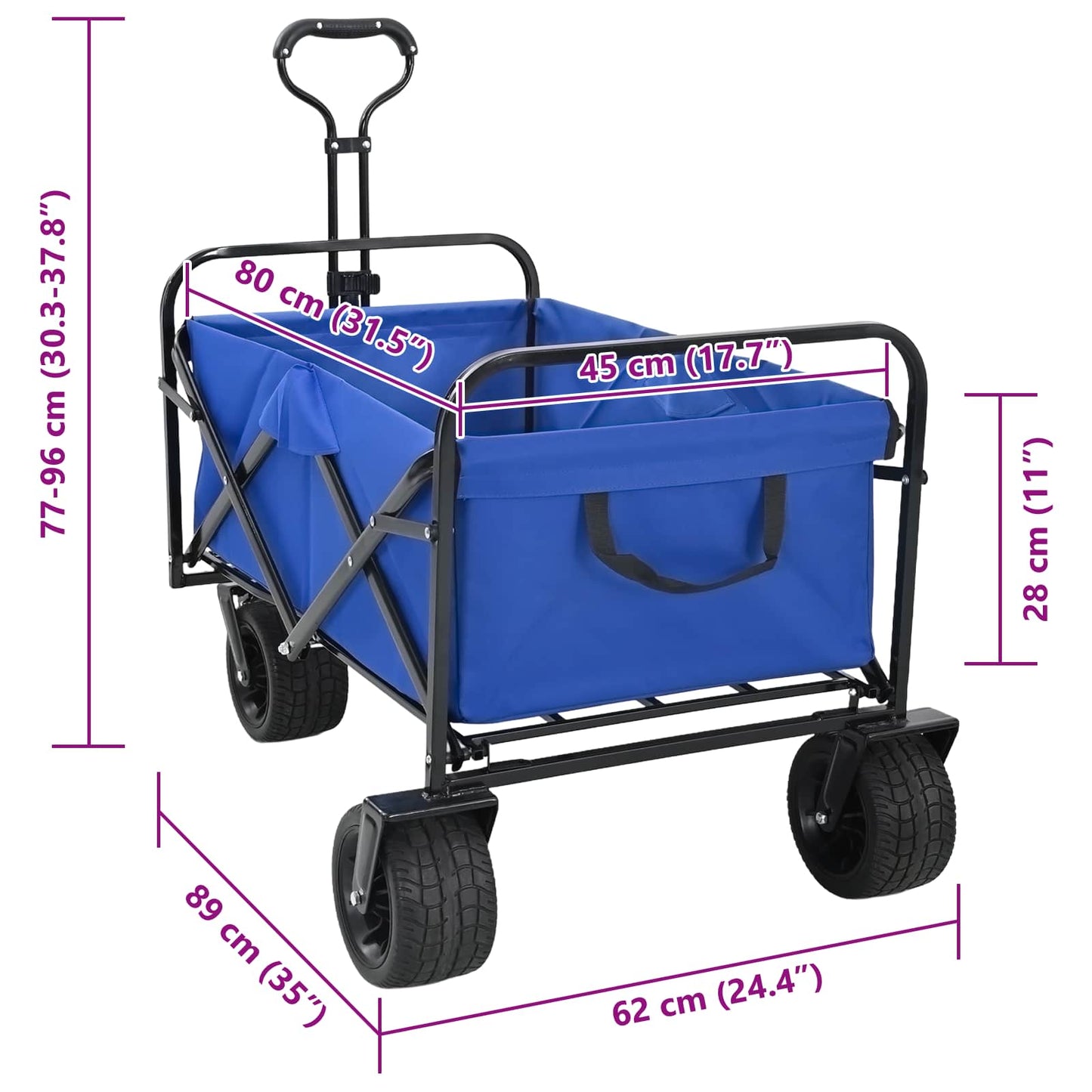 Folding Wagon Blue 89 x 63 x 96 cm Steel and Polyester Oxford
