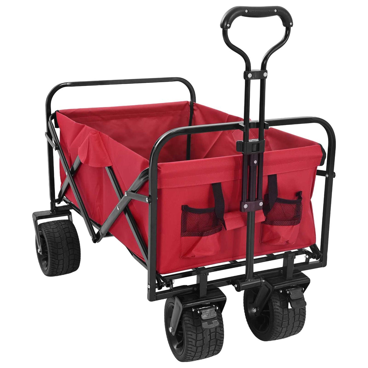 Folding Wagon Red 89 x 63 x 96 cm Steel and Polyester Oxford