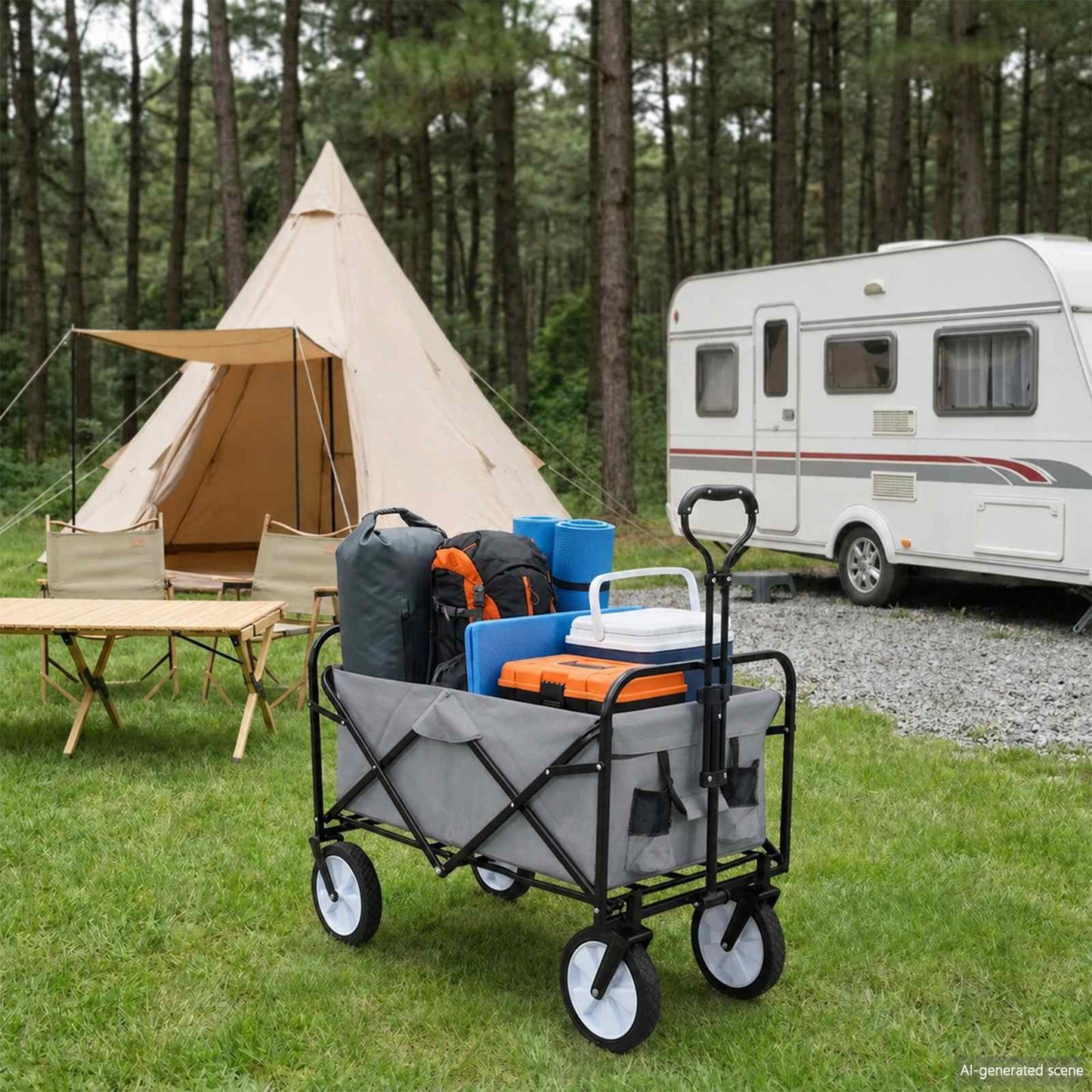 Folding Hand Trolley Manual Grey 94 x 53 x 99 cm Oxford Cloth