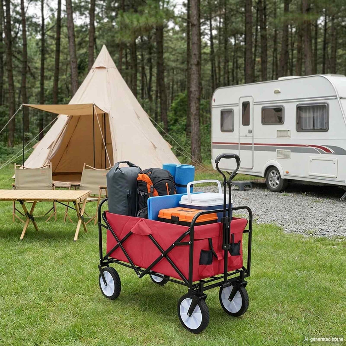 Folding Hand Trolley Manual Red 94 x 53 x 99 cm Oxford Cloth