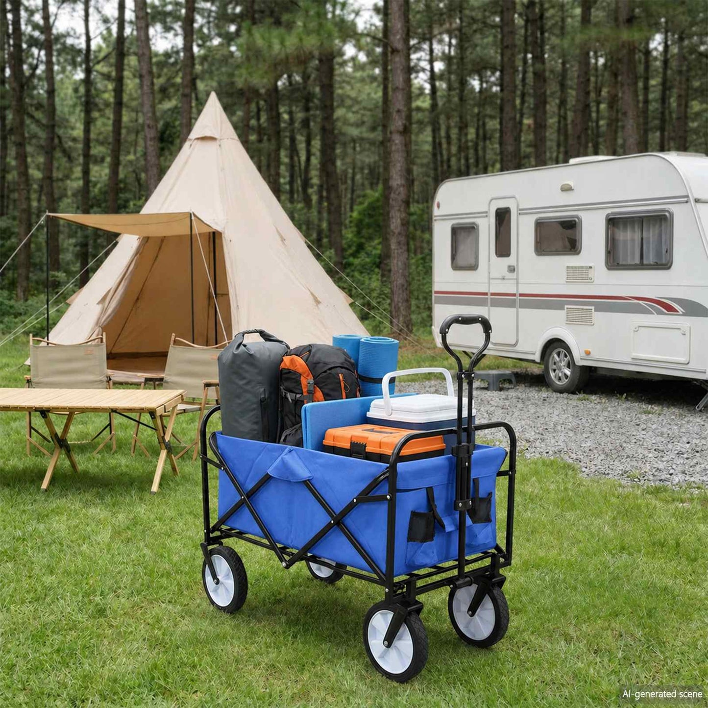 Folding Hand Trolley Manual Blue 94 x 53 x 99 cm Oxford Cloth
