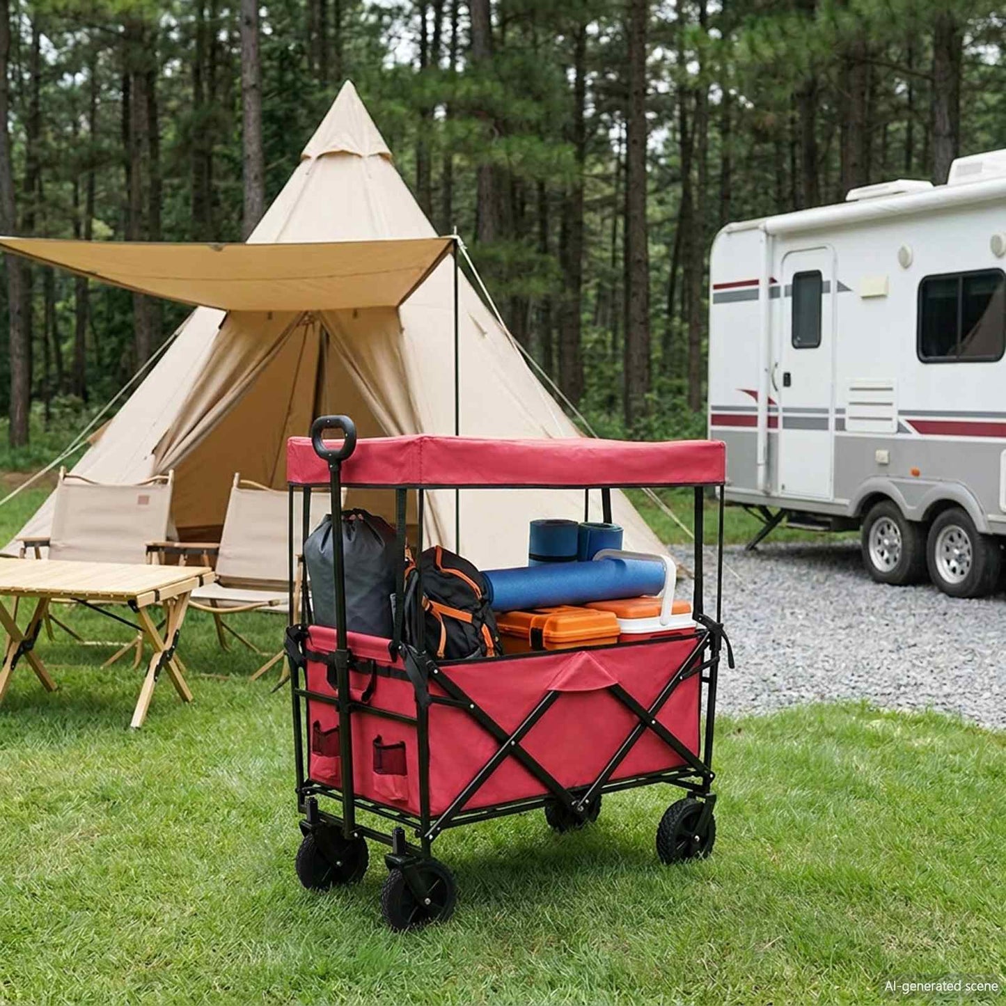 Folding Hand Trolley Red 105 x 56.5 x 116 cm Oxford Cloth