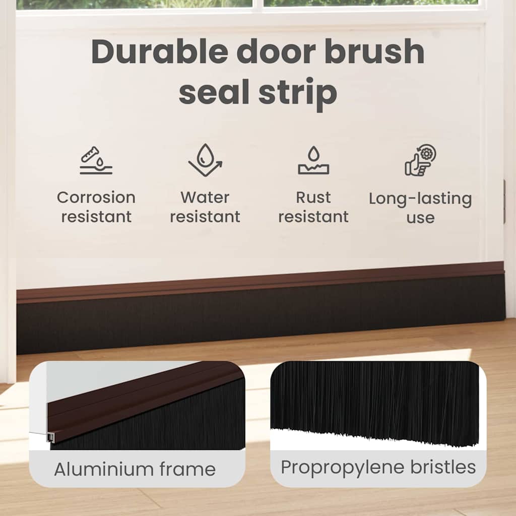Self-adhesive Door Brush Seals 2 pcs Brown 100 cm