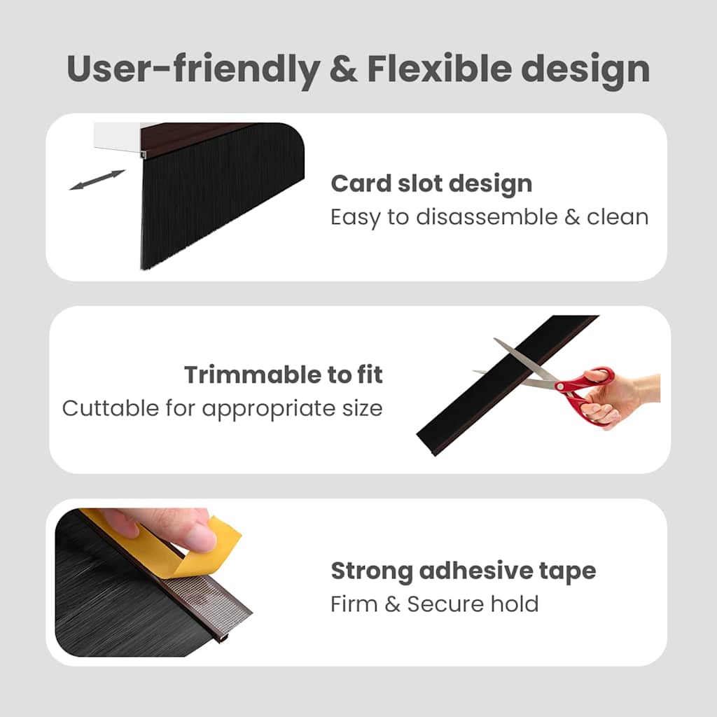 Self-adhesive Door Brush Seals 2 pcs Brown 100 cm