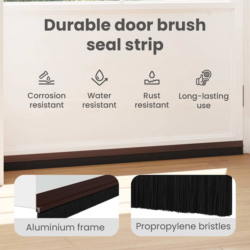 Self-adhesive Door Brush Seals 6 pcs Brown 100 cm