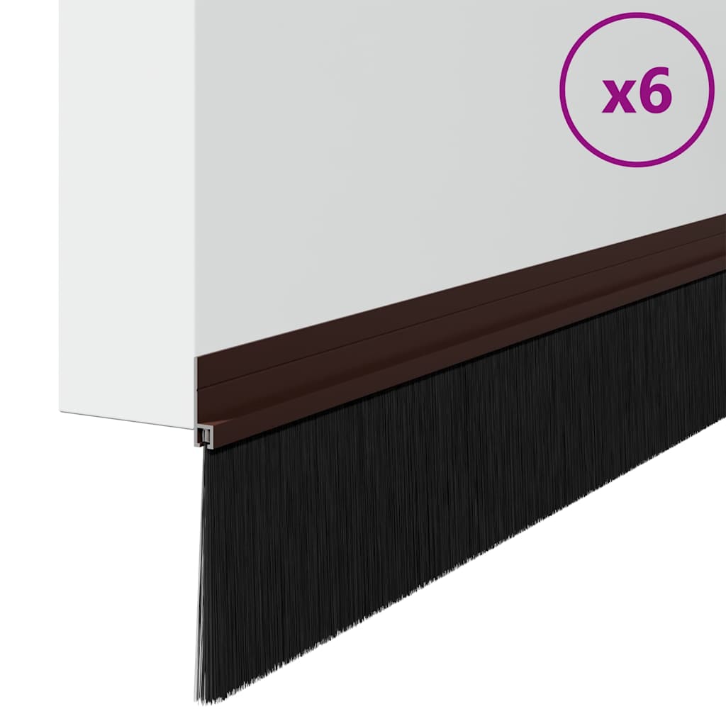 Self-adhesive Door Brush Seals 6 pcs Brown 100 cm