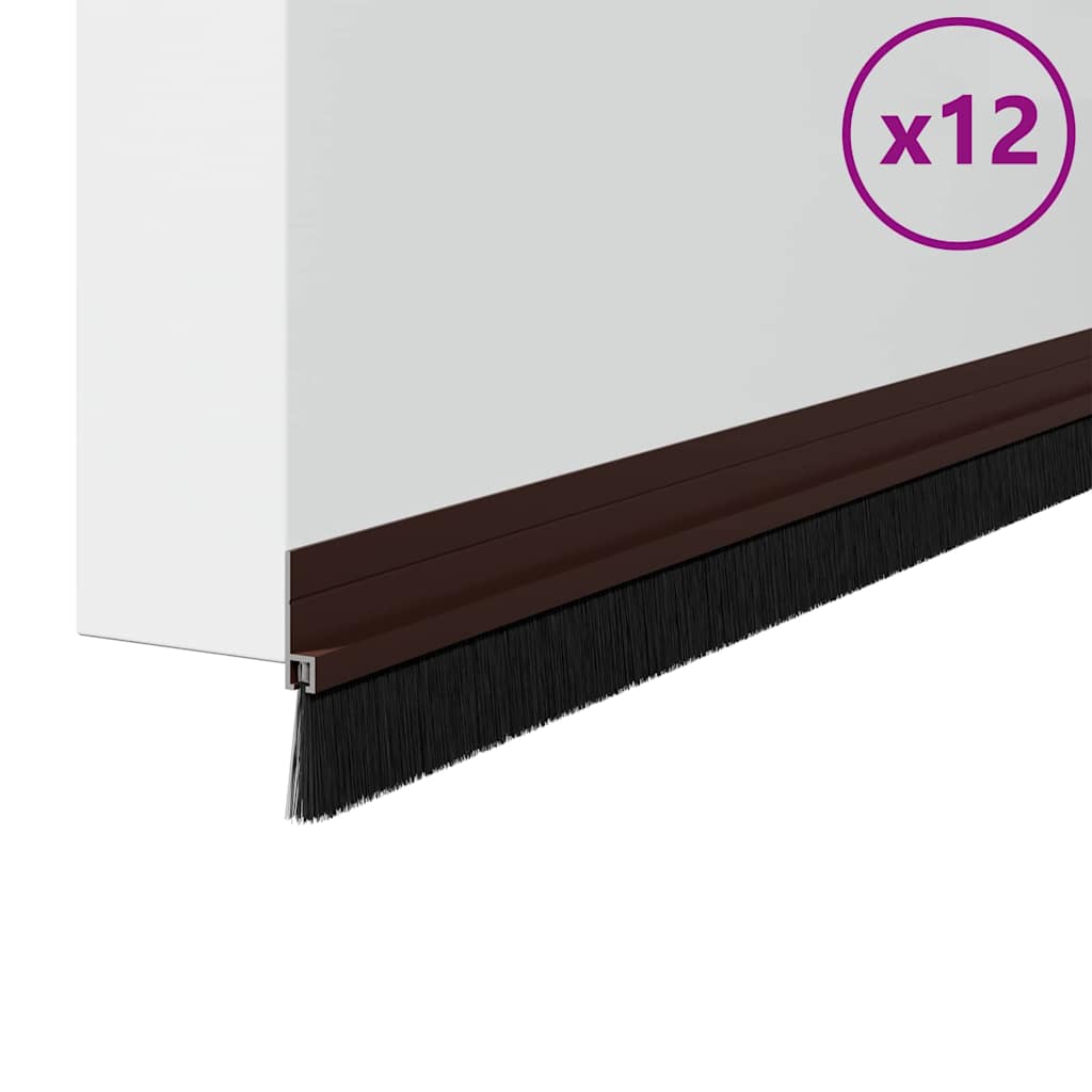 Self-adhesive Door Brush Seals 12 pcs Brown 100 cm