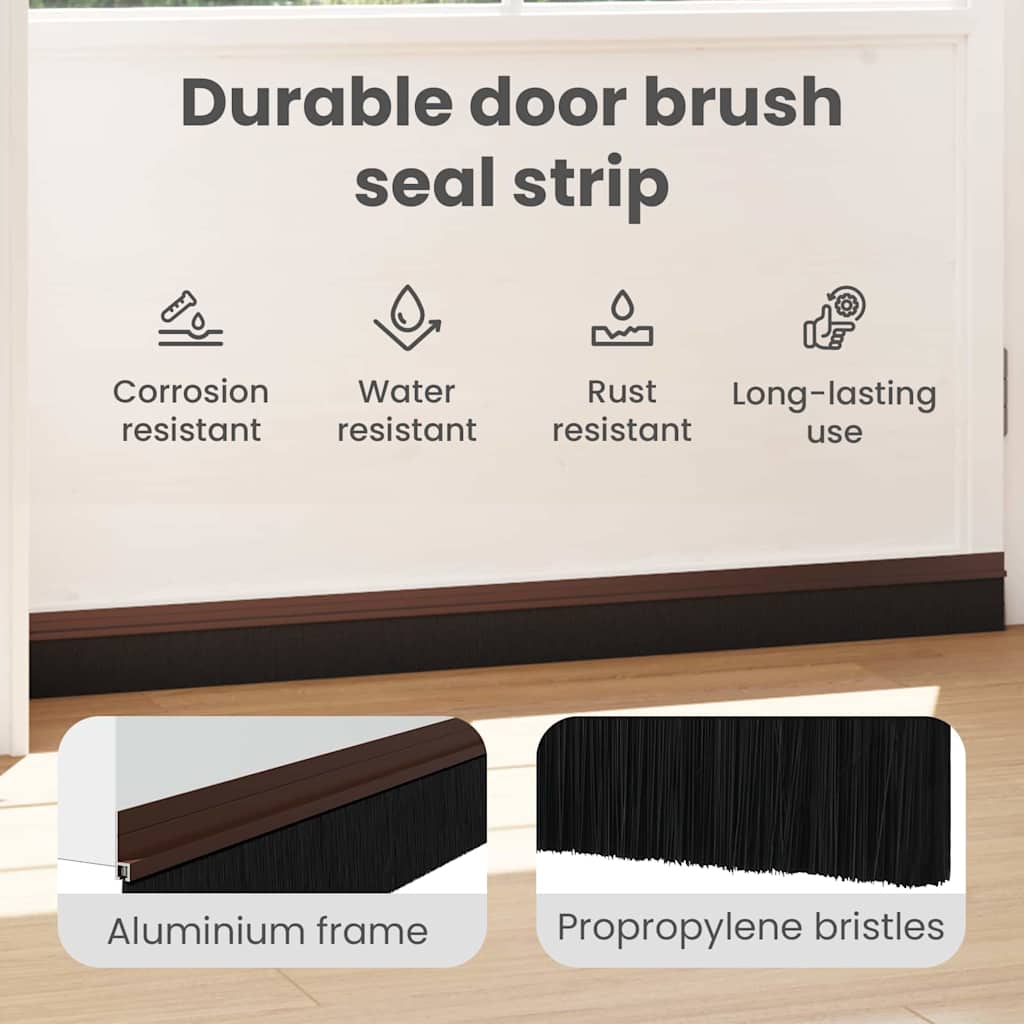 Self-adhesive Door Brush Seals 12 pcs Brown 100 cm