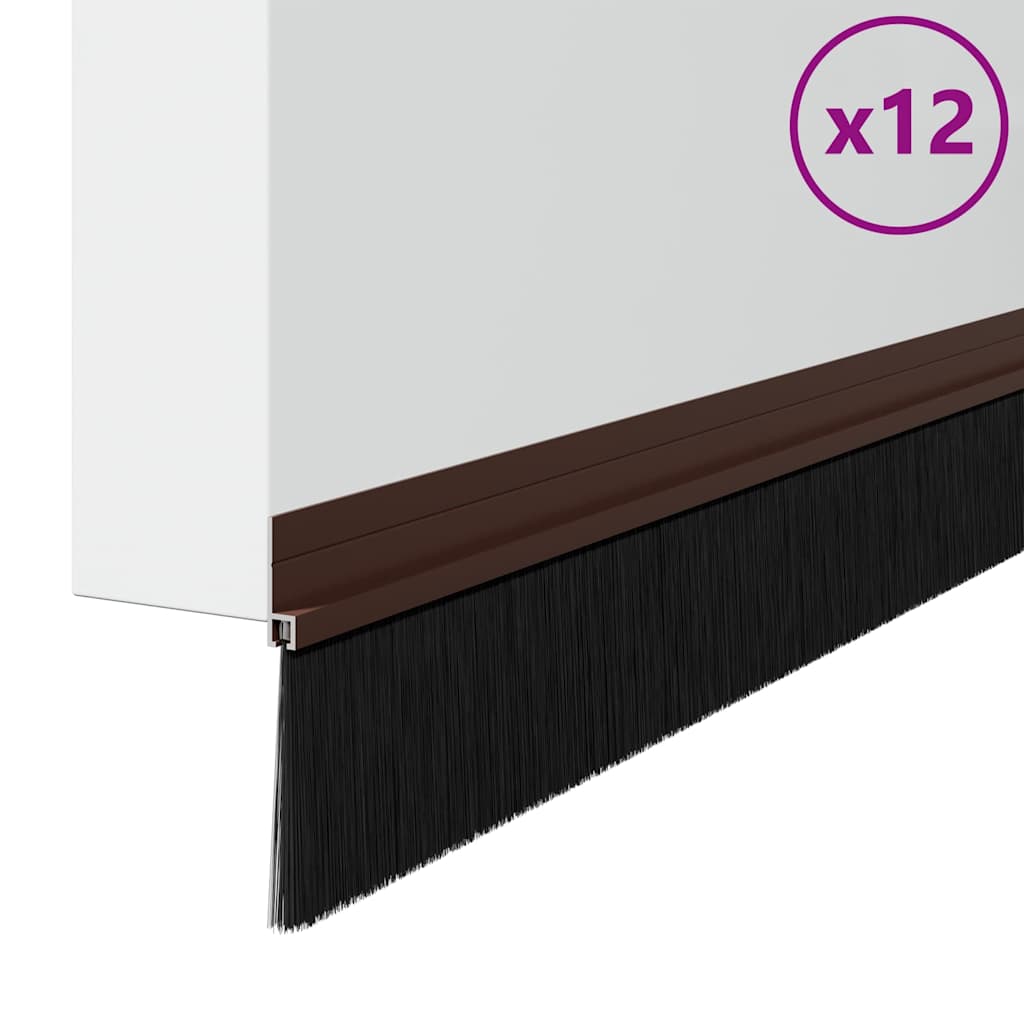 Self-adhesive Door Brush Seals 12 pcs Brown 100 cm