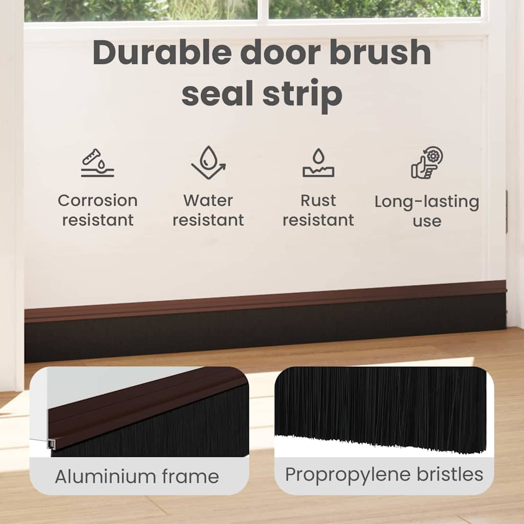 Self-adhesive Door Brush Seals 12 pcs Brown 100 cm