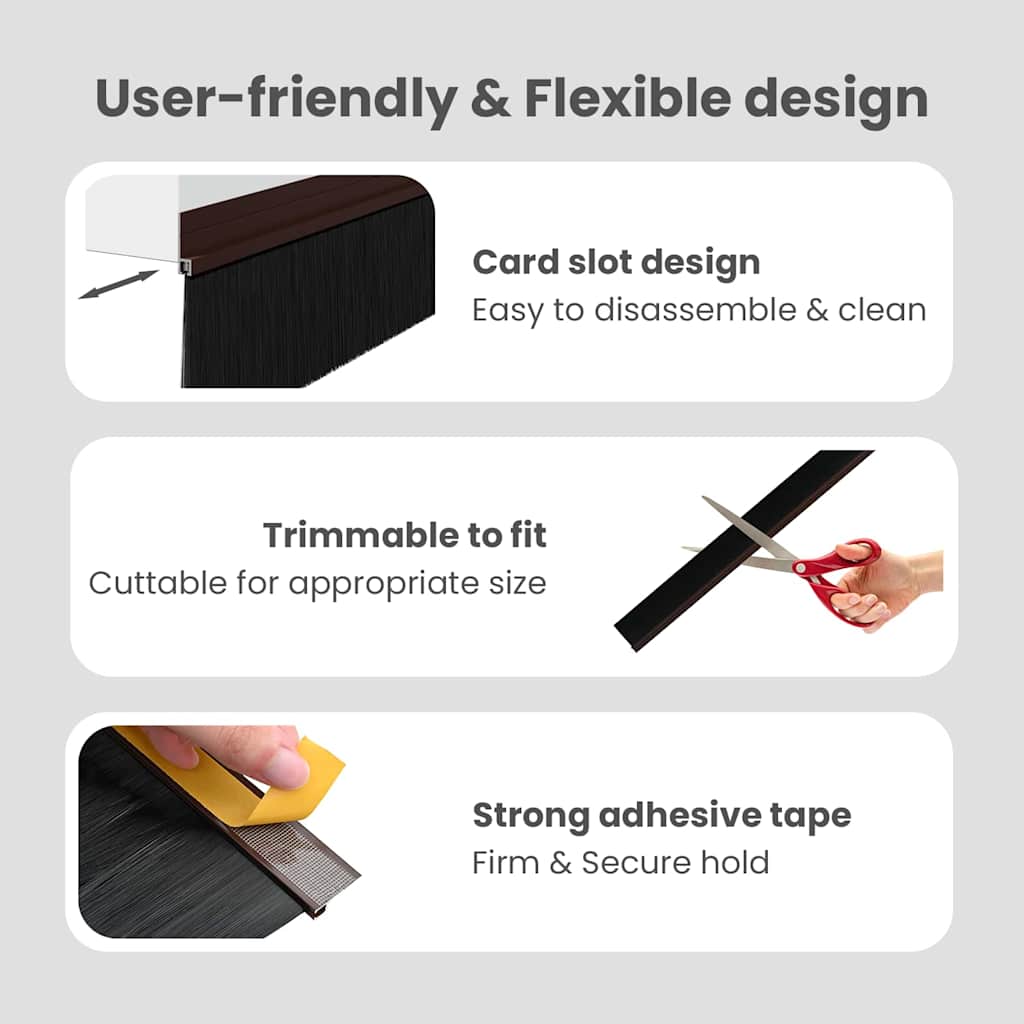 Self-adhesive Door Brush Seals 12 pcs Brown 100 cm