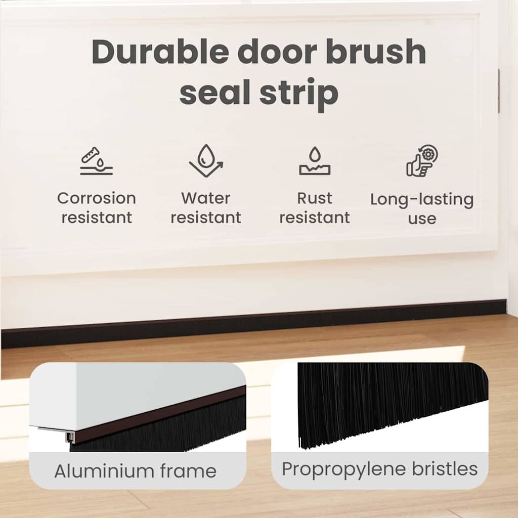 Self-adhesive Door Brush Seals 6 pcs Brown 100 cm