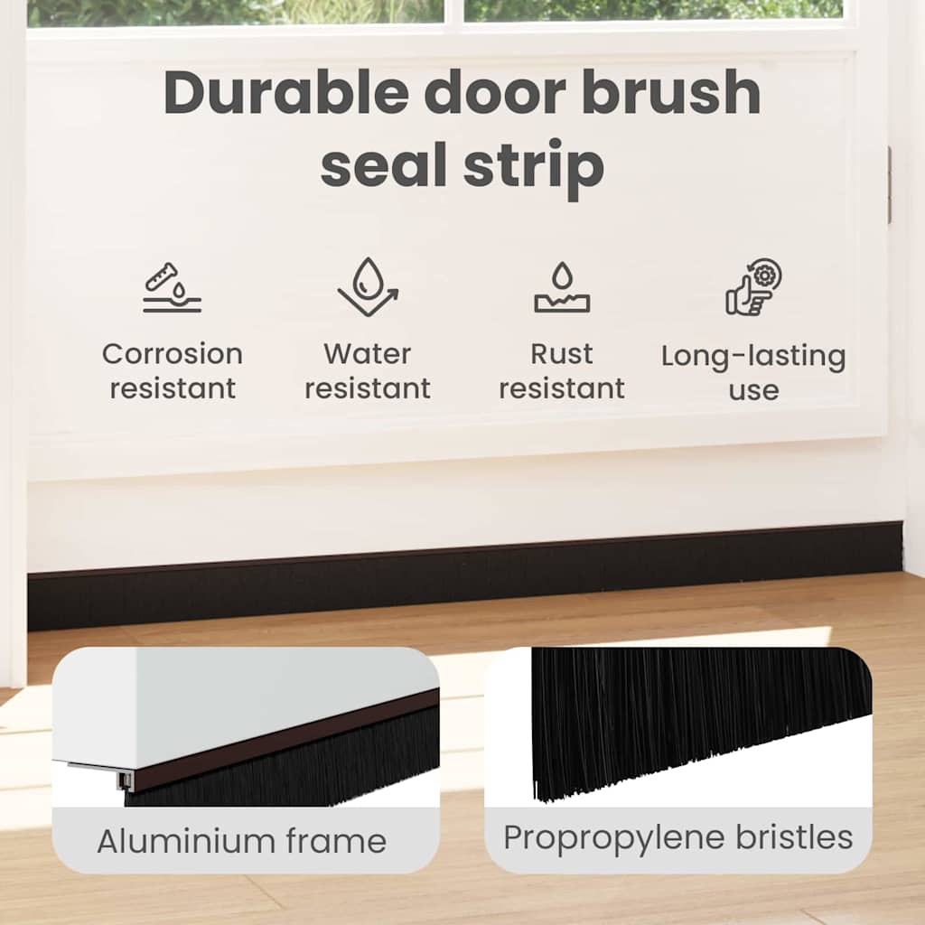 Self-adhesive Door Brush Seals 6 pcs Brown 100 cm
