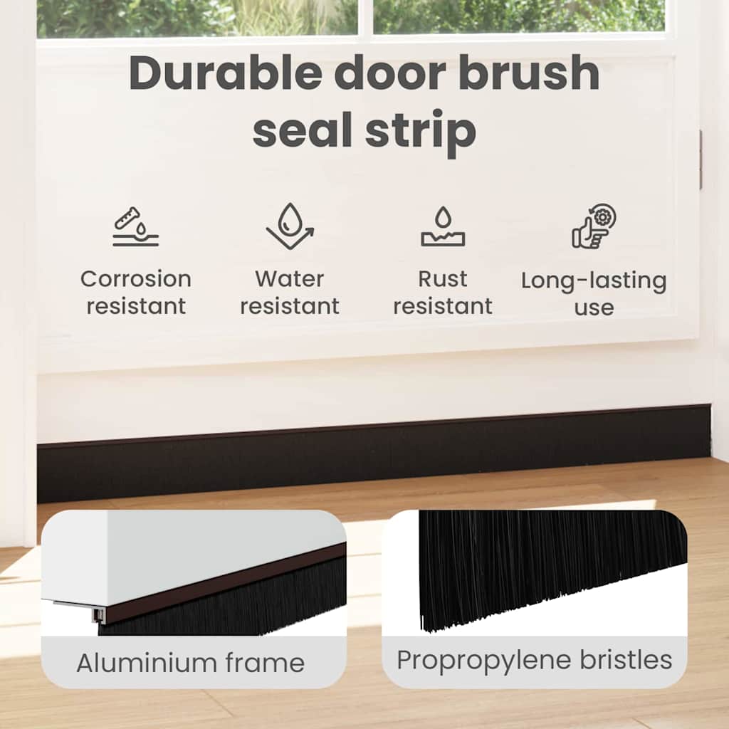 Self-adhesive Door Brush Seals 6 pcs Brown 100 cm