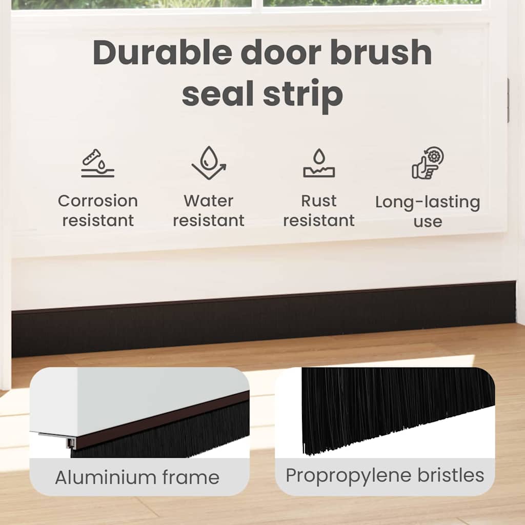 Self-adhesive Door Brush Seals 6 pcs Brown 100 cm