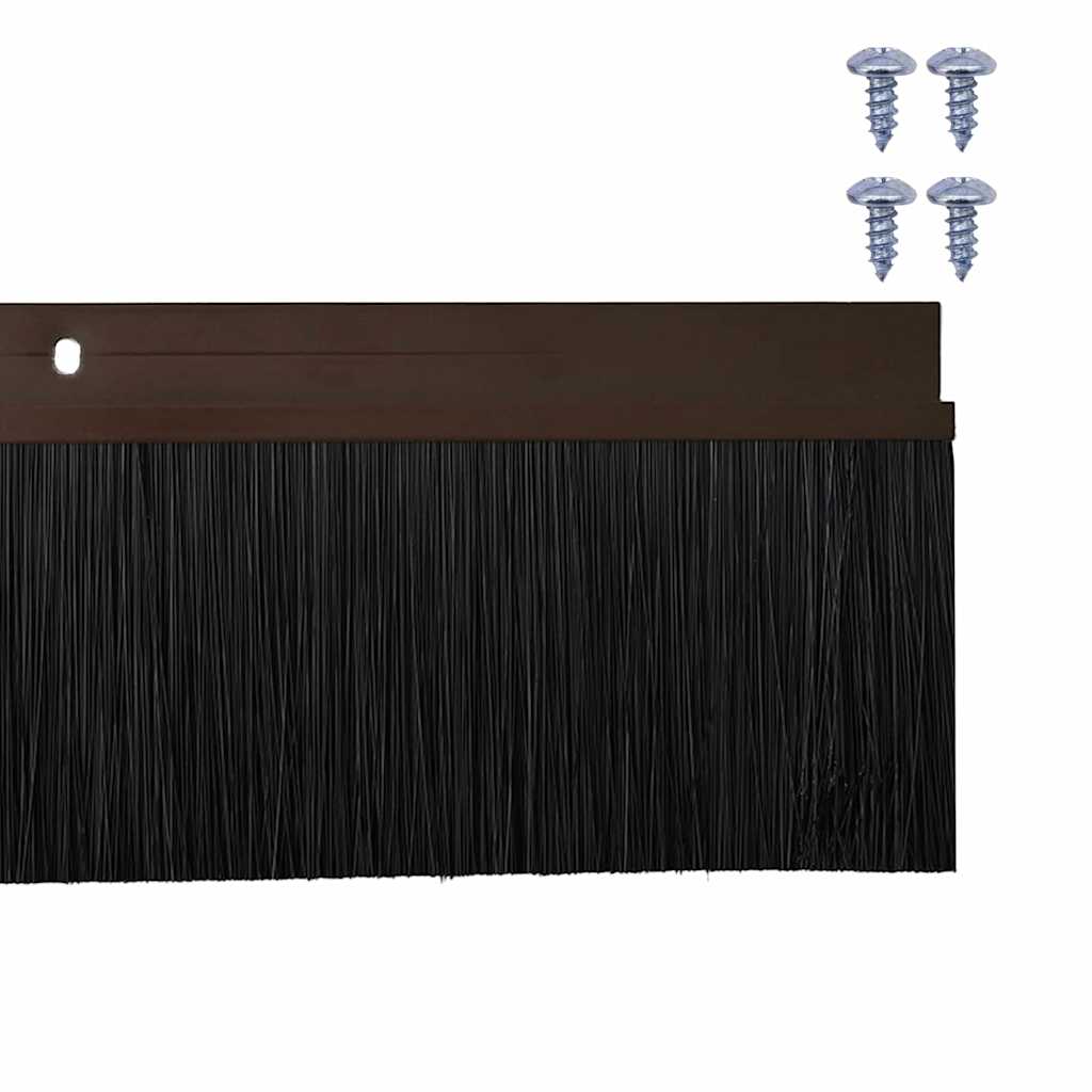 Screw-on Door Brush Seals 2 pcs Brown 100 cm Aluminium Alloy