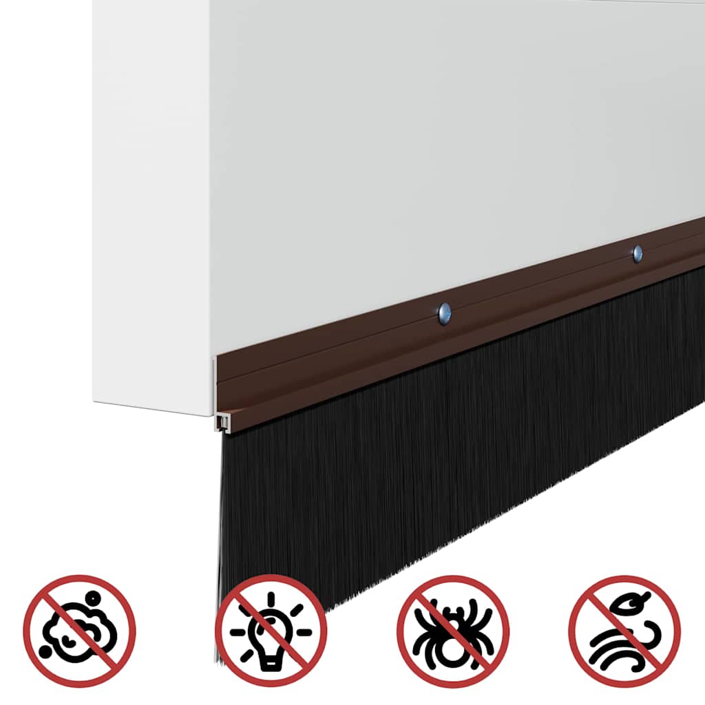 Screw-on Door Brush Seals 2 pcs Brown 100 cm Aluminium Alloy