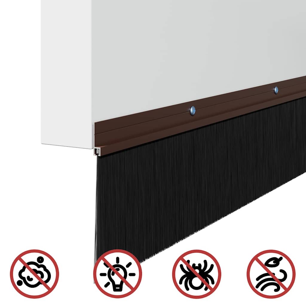 Screw-on Door Brush Seals 2 pcs Brown 100 cm Aluminium Alloy