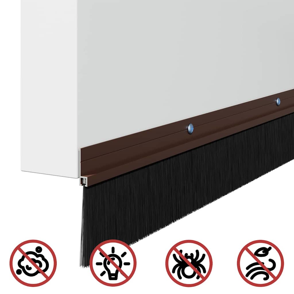 Screw-on Door Brush Seals 12 pcs Brown 100 cm Aluminium Alloy